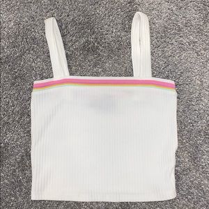 White/Multi-colored Crop Top